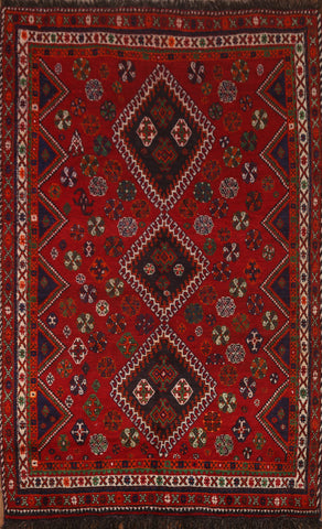 Geometric Red Abadeh Persian Area Rug 6x8