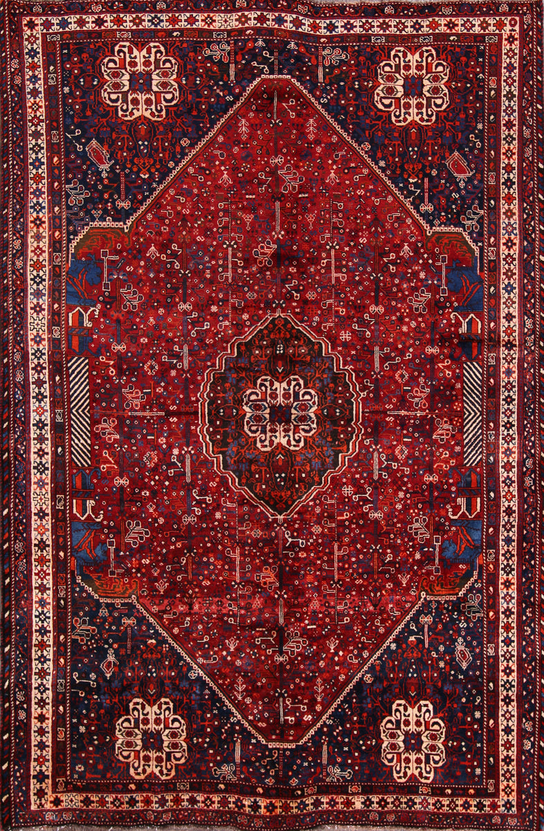 Geometric Tribal Abadeh Shiraz Persian Area Rug 7x10