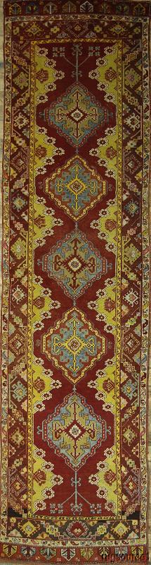 Antique 3x13 Oushak Turkish Oriental Runner Rug