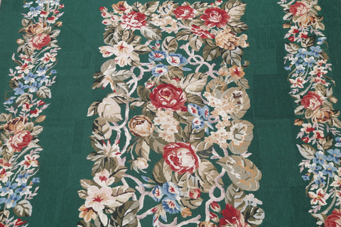 Floral Green Aubusson Chinese Oriental Hand-Woven Area Rug Wool 6x9