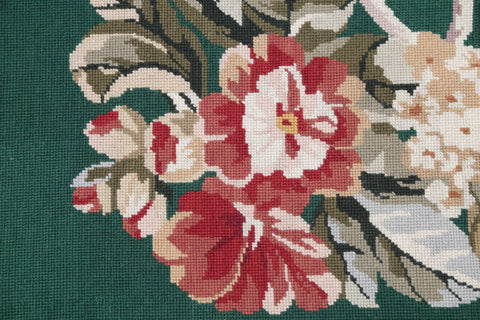Floral Green Aubusson Chinese Oriental Hand-Woven Area Rug Wool 6x9