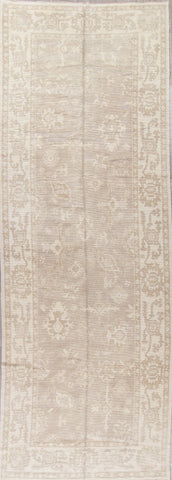 Vegetable Dye Muted Oushak Turkish Hand-Knotted Runner Rug 6x17