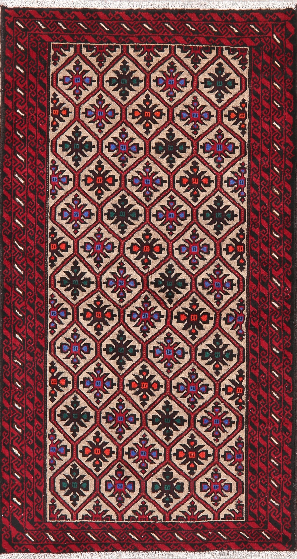 Geometric Balouch Afghan Wool Rug 3x6