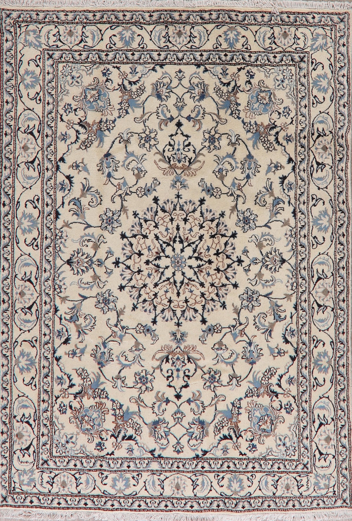 Floral Ivory Nain Persian Area Rug 5x8