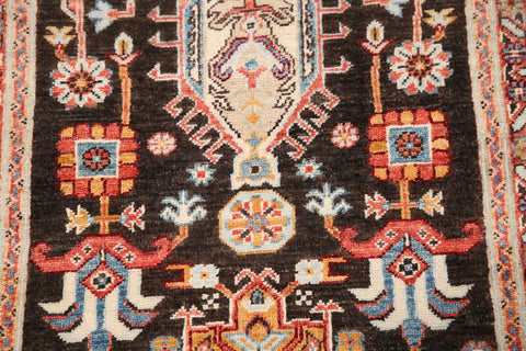 Brown Geometric Heriz Serapi Oriental Runner Rug 3x8