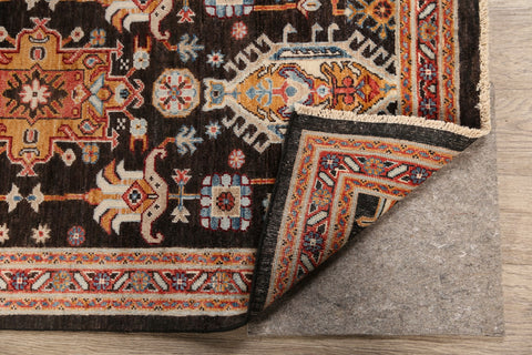 Brown Geometric Heriz Serapi Oriental Runner Rug 3x8