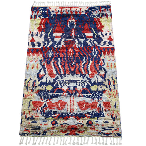 Modern Moroccan Oriental Area Rug 4x6