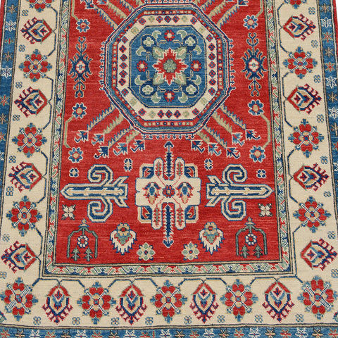 Geometric Super Kazak Oriental Area Rug 4x6