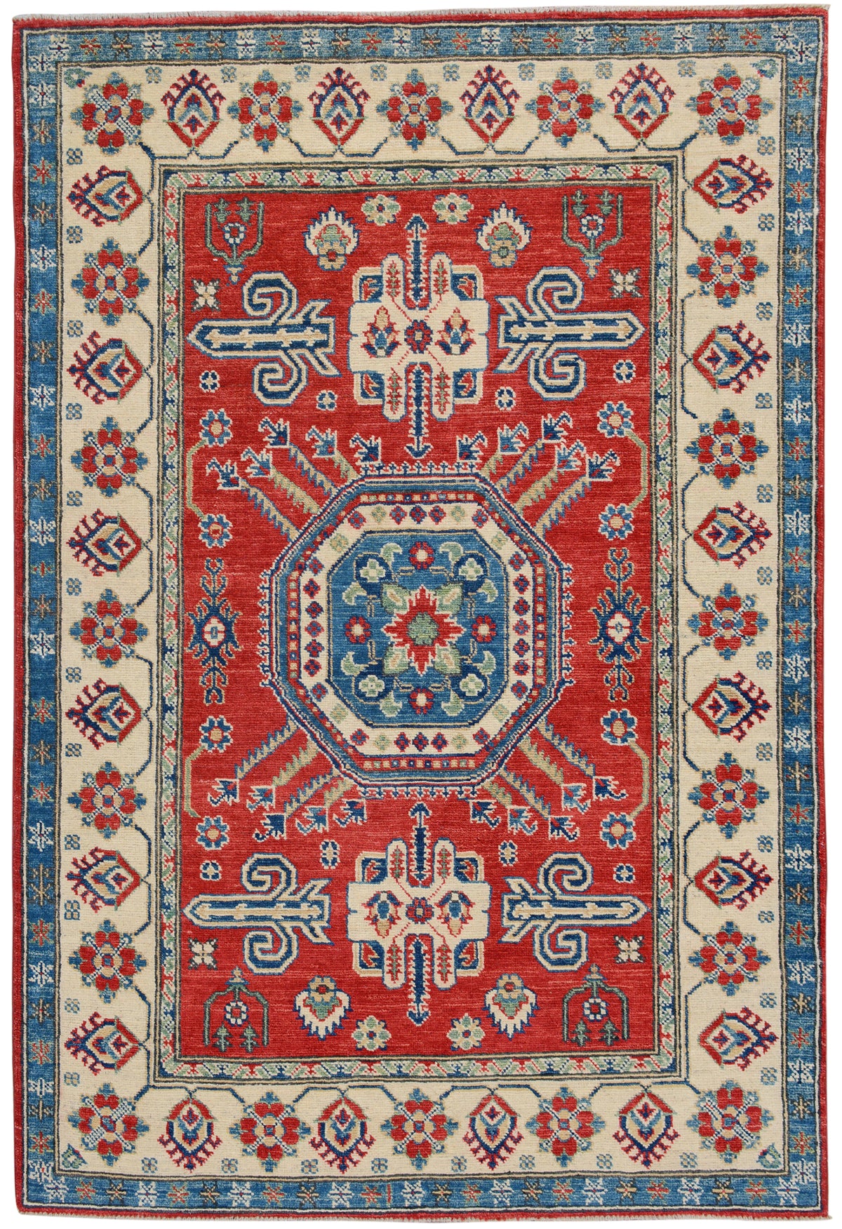 Geometric Super Kazak Oriental Area Rug 4x6