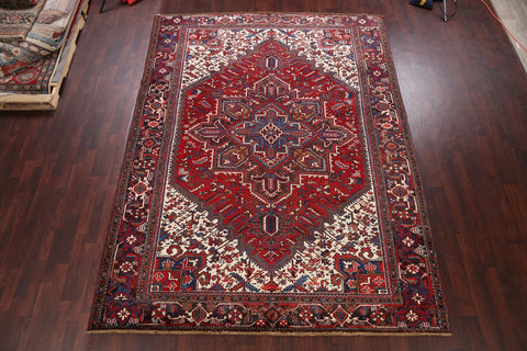 Vintage Geometric Heriz Persian Red Area Rug 8x11