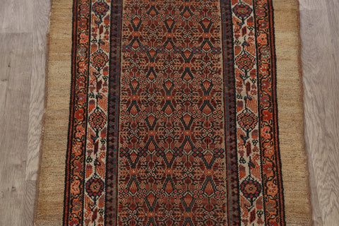 Pre-1900 Serab Vegetable Dye Persian Runner Rug 3x16