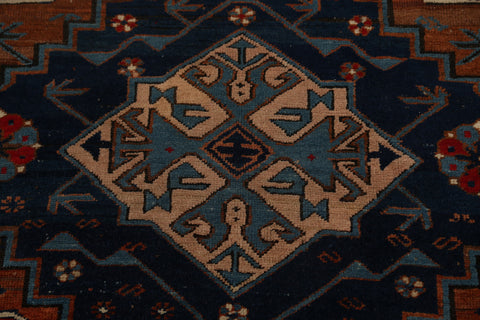 Antique Vegetable Dye Geometric Kazak Russian Oriental Runner Rug 5x11