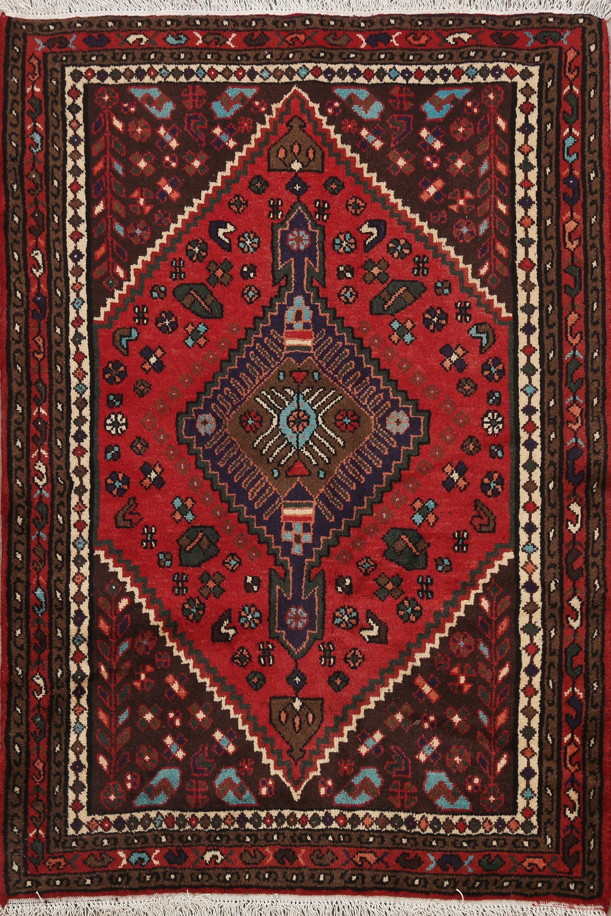 Geometric Hamedan Persian Wool Rug 3x4