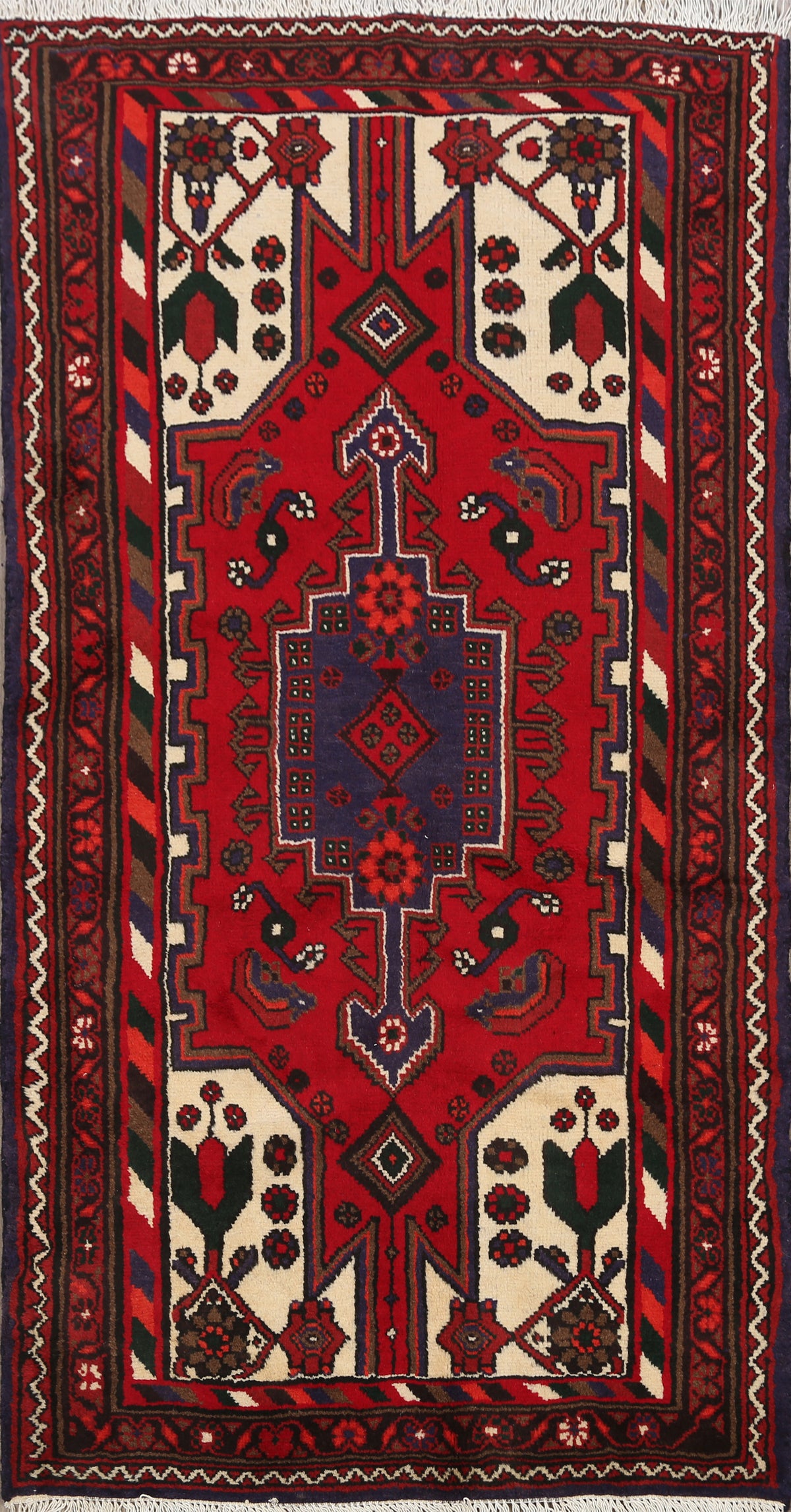 Tribal Geometric Hamedan Persian Area Rug 3x5