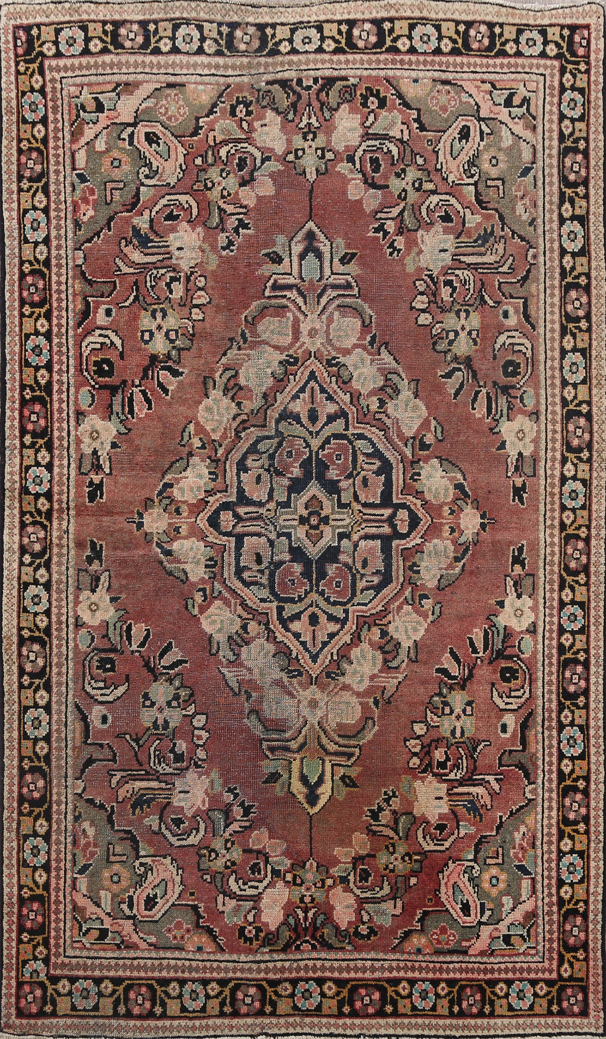 Antique Floral Mahal Persian Area Rug 4x7