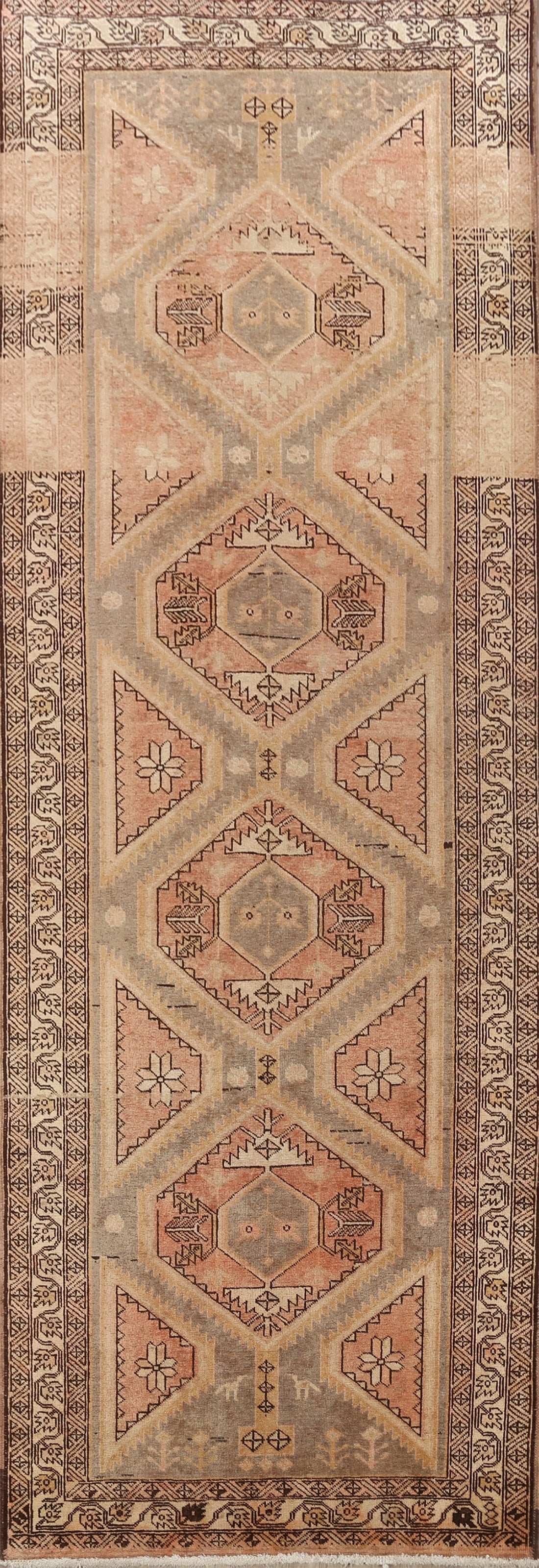 Distressed Tribal Ardebil Persian Runner Rug 4x11