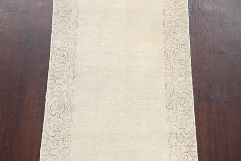 Muted Distressed Tabriz Persian Runner Rug 2x22