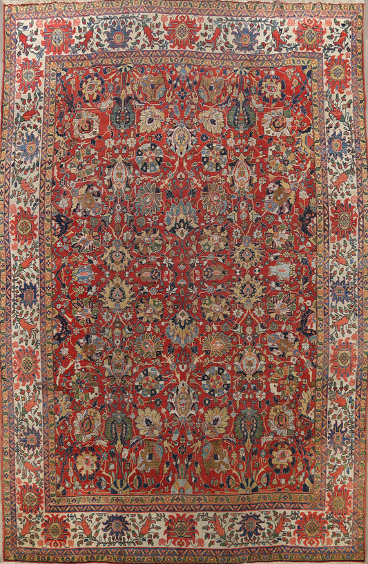 Pre-1900 Vegetable Dye Sultanabad Persian Area Rug 10x13