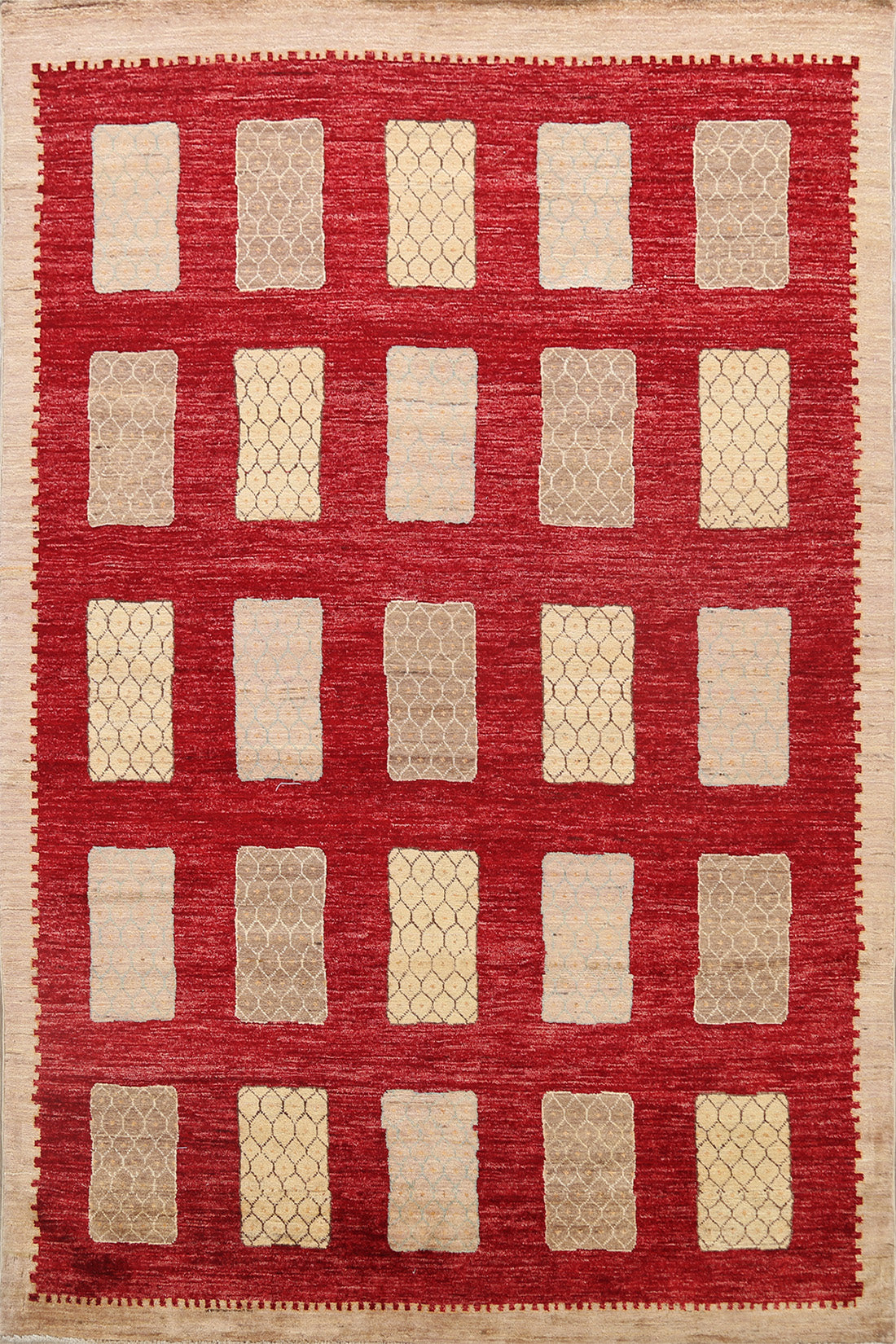 Geometric Red Gabbeh Kashkoli Oriental Area Rug 6x8