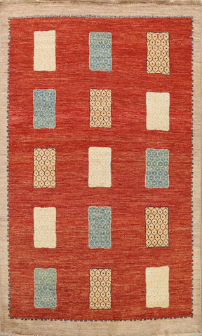 Modern Gabbeh Kashkoli Oriental Area Rug 6x8