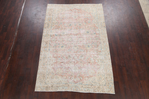 Distressed Floral Tabriz Persian Area Rug 6x9