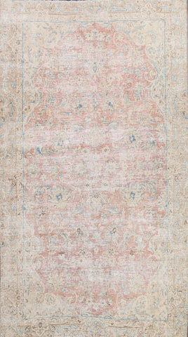 Distressed Floral Tabriz Persian Area Rug 6x9