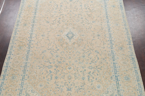 Muted Distressed Floral Kashan Persian Area Rug 8x12