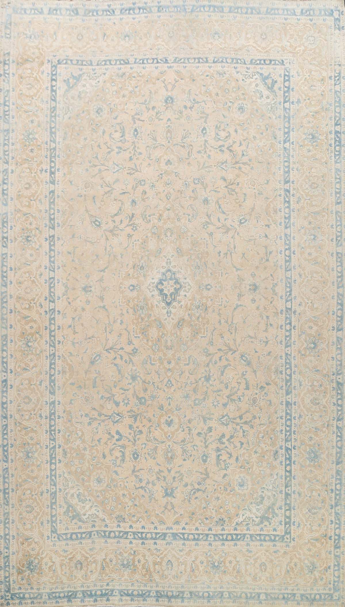 Muted Distressed Floral Kashan Persian Area Rug 8x12