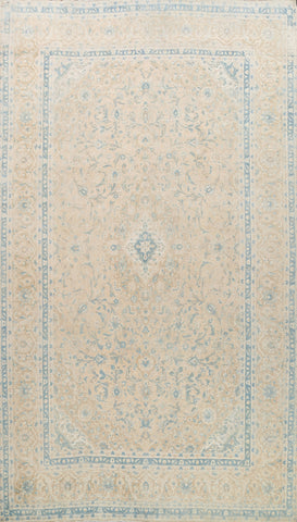 Muted Distressed Floral Kashan Persian Area Rug 8x12