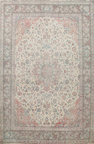 Muted Distressed Kashan Persian Area Rug 10x13