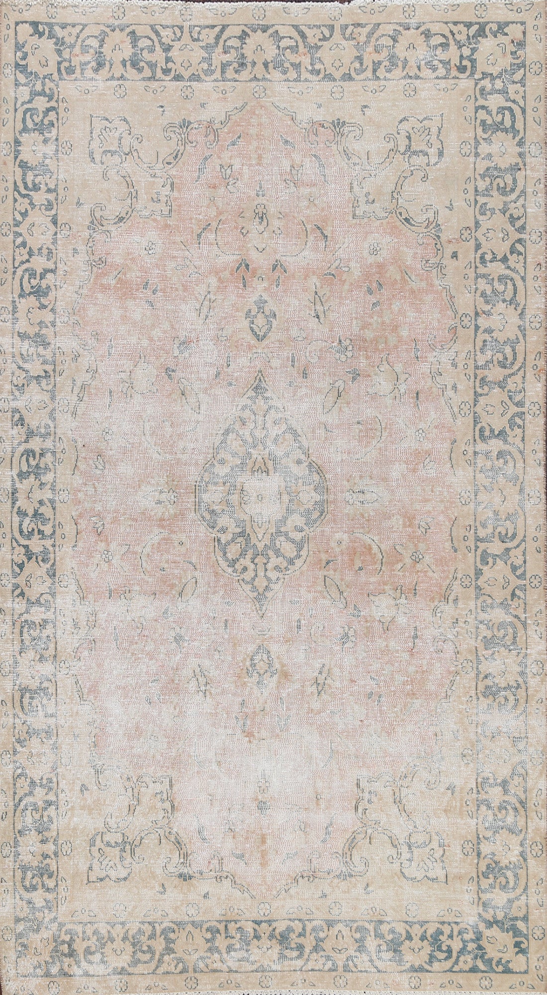 Muted Distressed Kerman Persian Area Rug 5x8