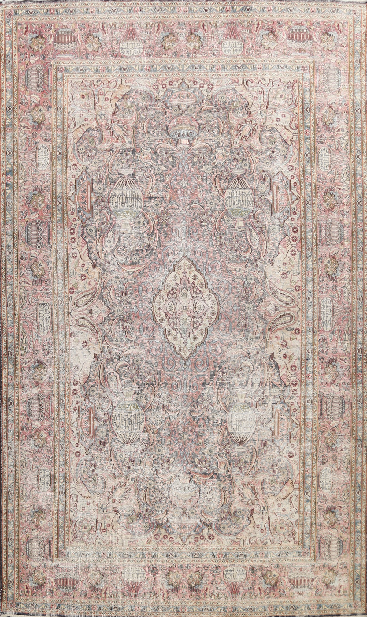 Muted Distressed Kashmar Persian Area Rug 9x13