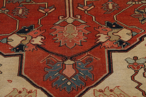 Pre-1900 Antique Vegetable Dye Heriz Serapi Persian Rug 10x15