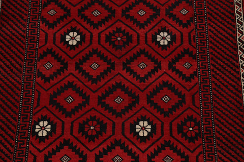 Geometric Turkoman Persian Runner Rug 4x9