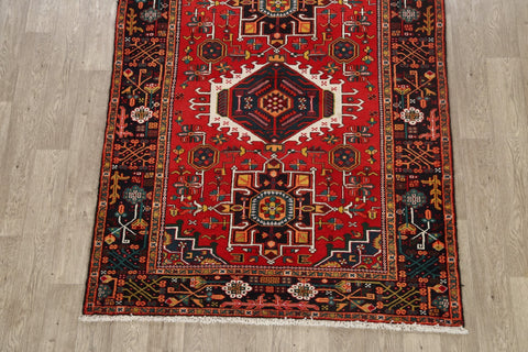 Vegetable Dye Geometric Heriz Persian Area Rug 5x7