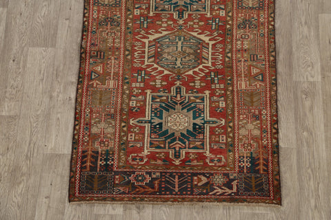 Geometric Heriz Persian Runner Rug 4x11