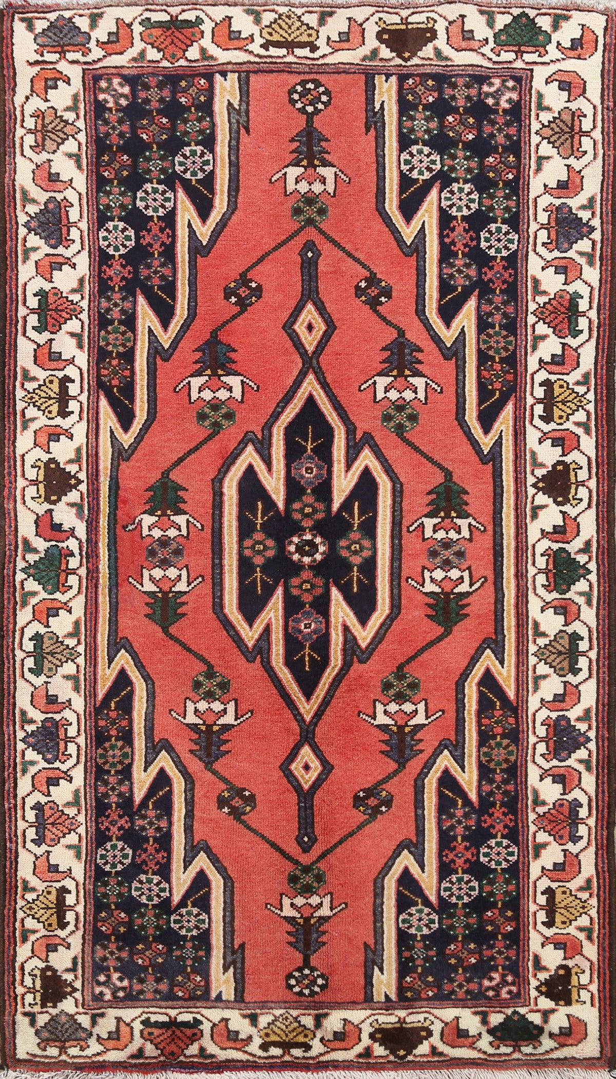 Geometric Hamedan Persian Area Rug 3x5