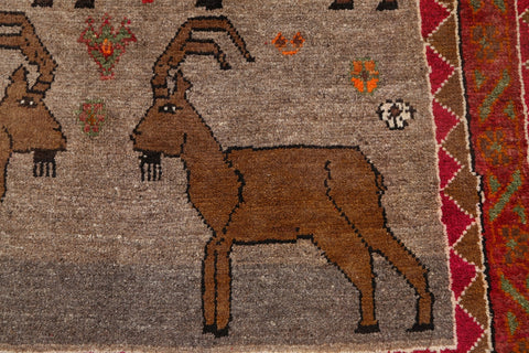 Animal Pictorial Shiraz Kashkoli Persian Area Rug 4x6