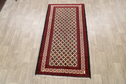 Geometric Balouch Persian Runner Rug 3x7