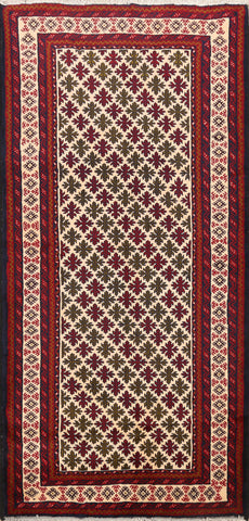 Geometric Balouch Persian Runner Rug 3x7