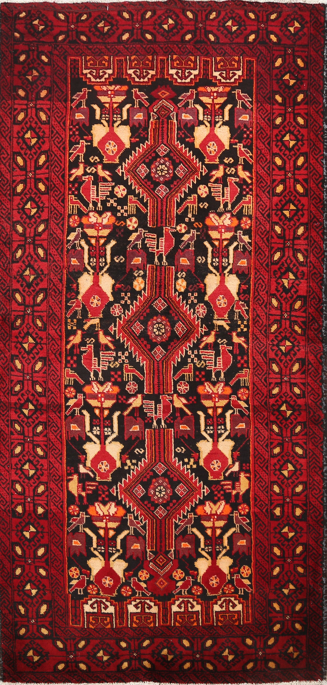 Animal Pictorial Balouch Persian Area Rug 3x6