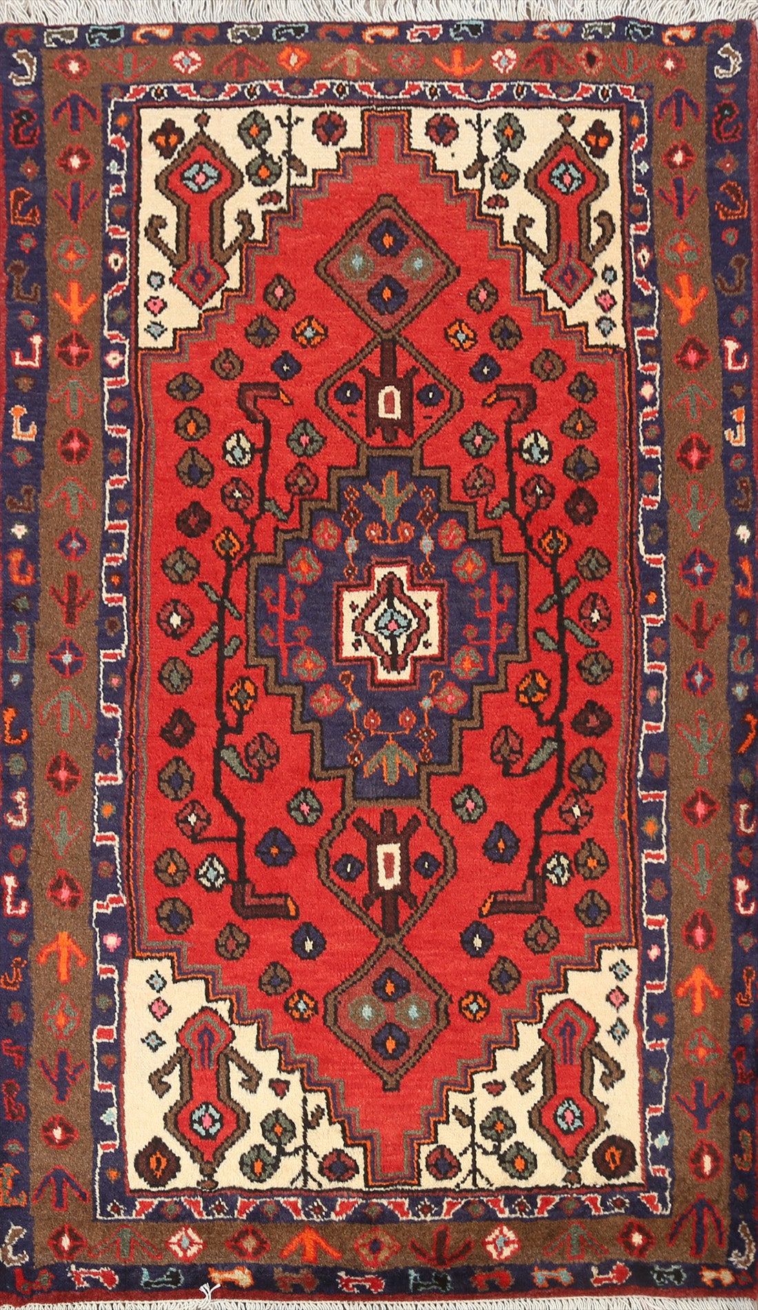 Geometric Hamedan Persian Area Rug 3x5