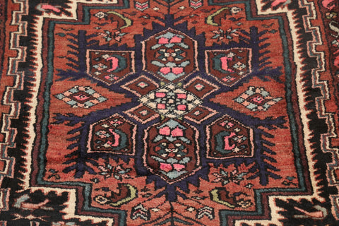 Geometric Hamedan Persian Area Rug 4x7