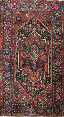 Geometric Hamedan Persian Area Rug 4x7