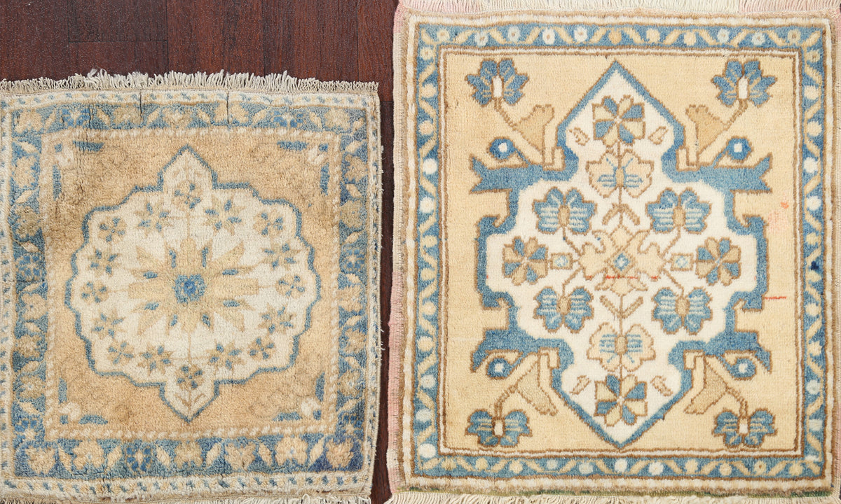 Set of 2 Geometric Oushak Oriental Area Rugs 2x2