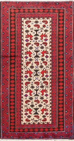 Geometric Balouch Persian Area Rug 3x5