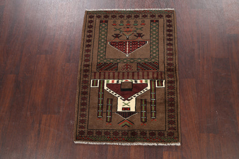 Brown Balouch Prayer Persian Area Rug 2x4