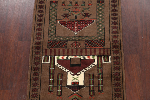 Brown Balouch Prayer Persian Area Rug 2x4