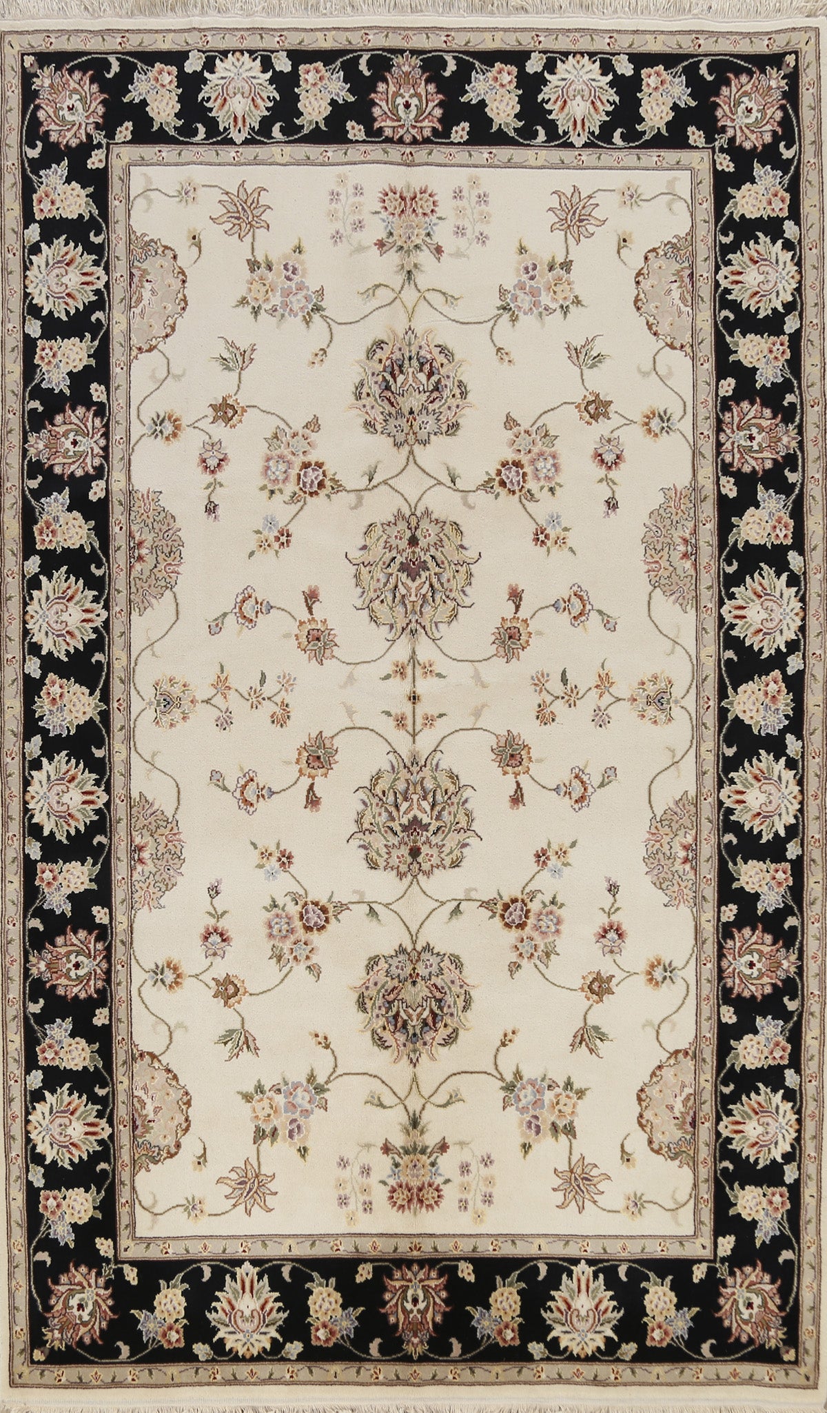 100% Vegetable Dye Floral Tabriz Oriental Area Rug 6x9