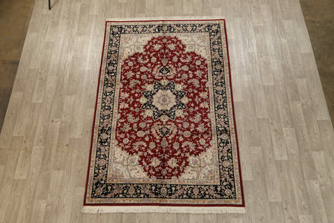 Wool/ Silk Floral Tabriz Oriental Area Rug 6x9